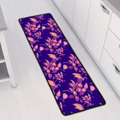 Purple Tropical Hawaiian Pattern Print Long Kitchen Mat