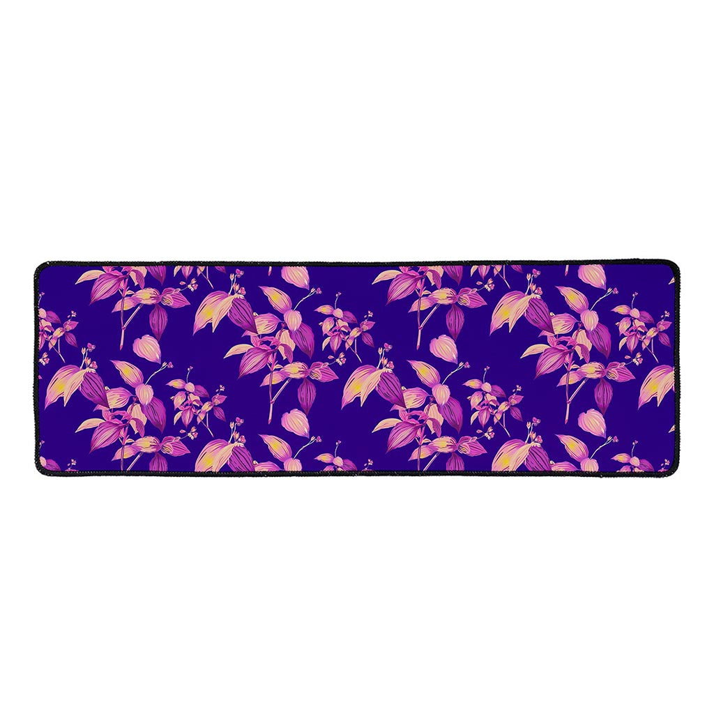 Purple Tropical Hawaiian Pattern Print Long Kitchen Mat