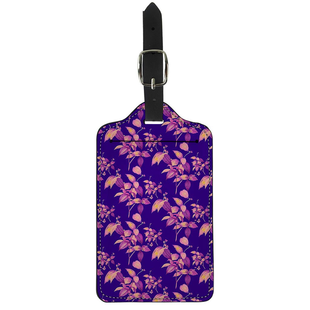 Purple Tropical Hawaiian Pattern Print Luggage Tag