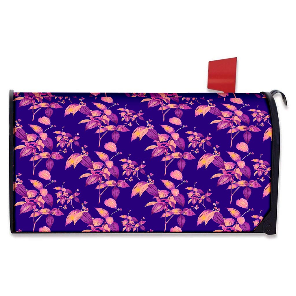 Purple Tropical Hawaiian Pattern Print Mailbox Cover