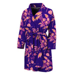 Purple Tropical Hawaiian Pattern Print Men's Bathrobe
