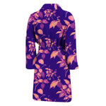 Purple Tropical Hawaiian Pattern Print Men's Bathrobe