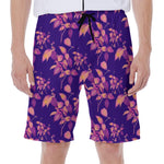 Purple Tropical Hawaiian Pattern Print Men's Beach Shorts
