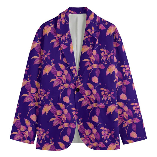 Purple Tropical Hawaiian Pattern Print Men's Blazer