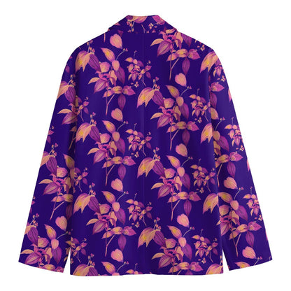 Purple Tropical Hawaiian Pattern Print Men's Blazer