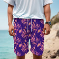 Purple Tropical Hawaiian Pattern Print Men's Cargo Shorts