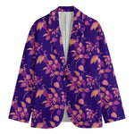 Purple Tropical Hawaiian Pattern Print Men's Cotton Blazer