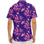 Purple Tropical Hawaiian Pattern Print Men's Deep V-Neck Shirt