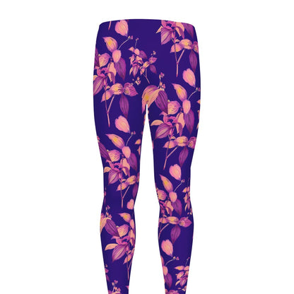 Purple Tropical Hawaiian Pattern Print Men's leggings