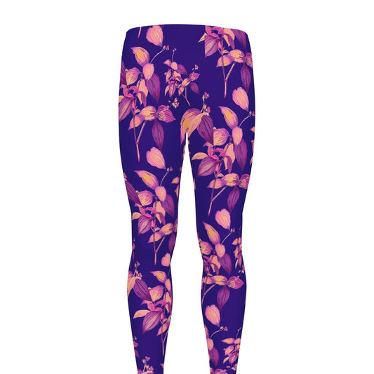 Purple Tropical Hawaiian Pattern Print Men's leggings