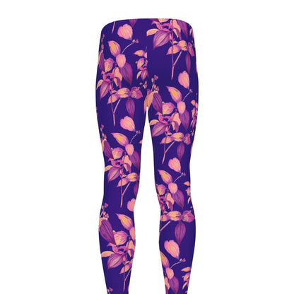 Purple Tropical Hawaiian Pattern Print Men's leggings