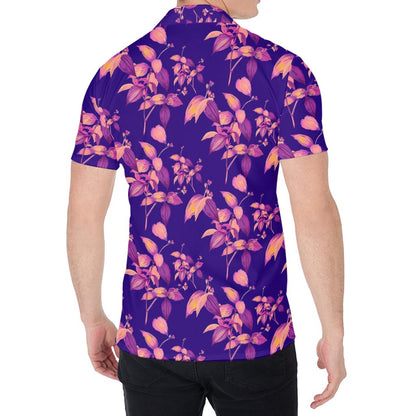Purple Tropical Hawaiian Pattern Print Men's Shirt