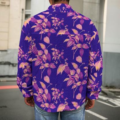 Purple Tropical Hawaiian Pattern Print Men's Shirt Jacket