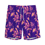 Purple Tropical Hawaiian Pattern Print Men's Sports Shorts
