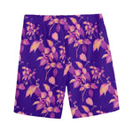 Purple Tropical Hawaiian Pattern Print Men's Sports Shorts