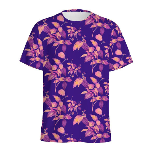 Purple Tropical Hawaiian Pattern Print Men's Sports T-Shirt