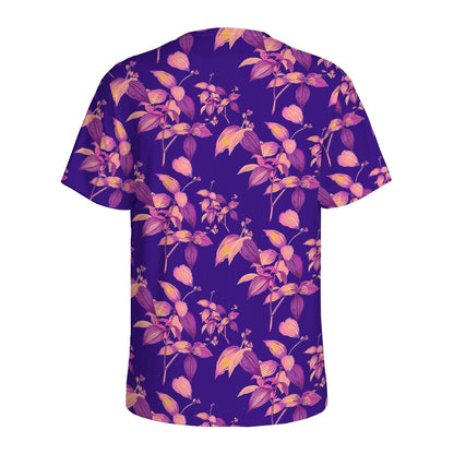 Purple Tropical Hawaiian Pattern Print Men's Sports T-Shirt