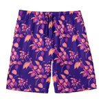 Purple Tropical Hawaiian Pattern Print Men's Swim Trunks