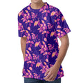 Purple Tropical Hawaiian Pattern Print Men's Velvet T-Shirt