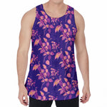 Purple Tropical Hawaiian Pattern Print Men's Velvet Tank Top