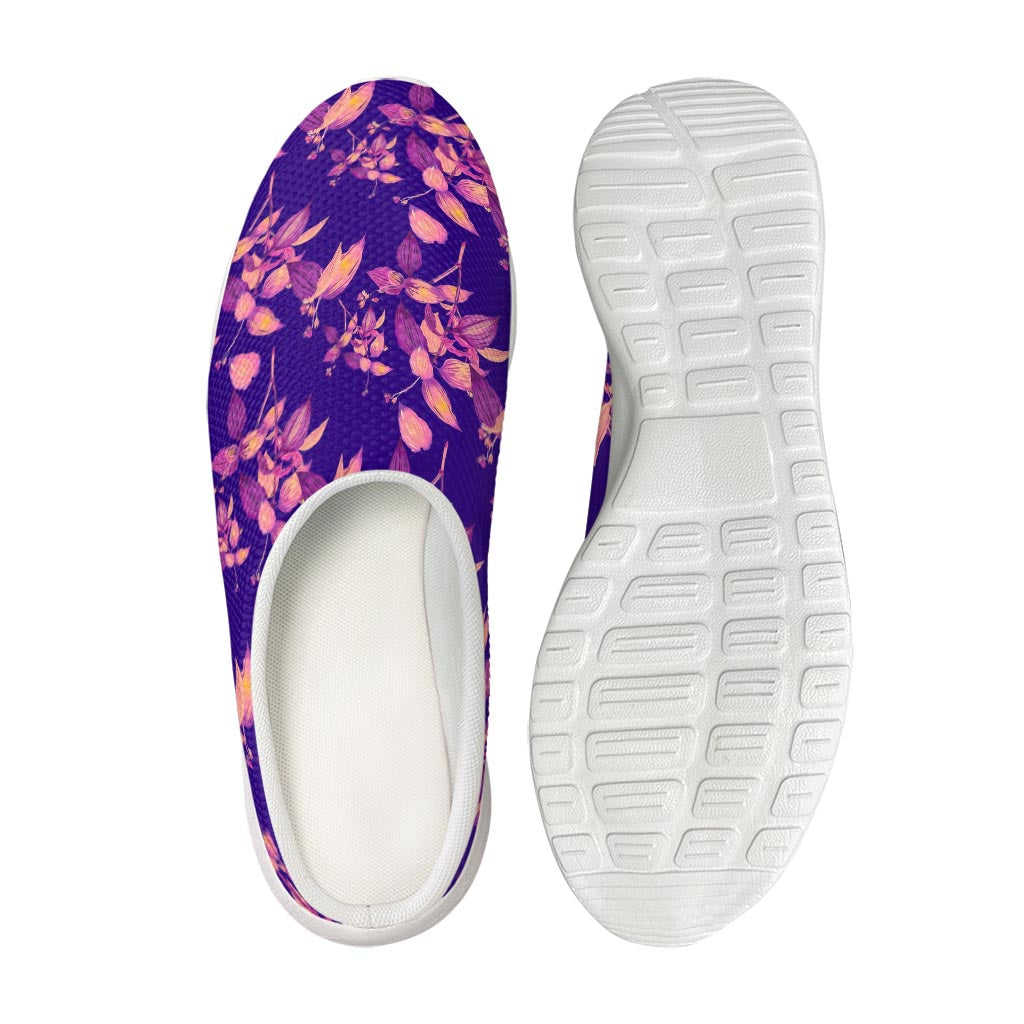 Purple Tropical Hawaiian Pattern Print Mesh Casual Shoes