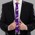 Purple Tropical Hawaiian Pattern Print Necktie