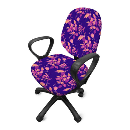 Purple Tropical Hawaiian Pattern Print Office Chair Cover