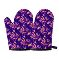 Purple Tropical Hawaiian Pattern Print Oven Mitts