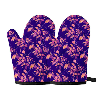 Purple Tropical Hawaiian Pattern Print Oven Mitts