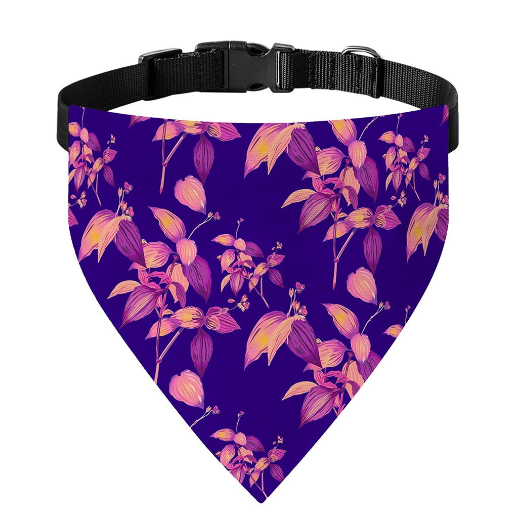 Purple Tropical Hawaiian Pattern Print Over The Collar Dog Bandana