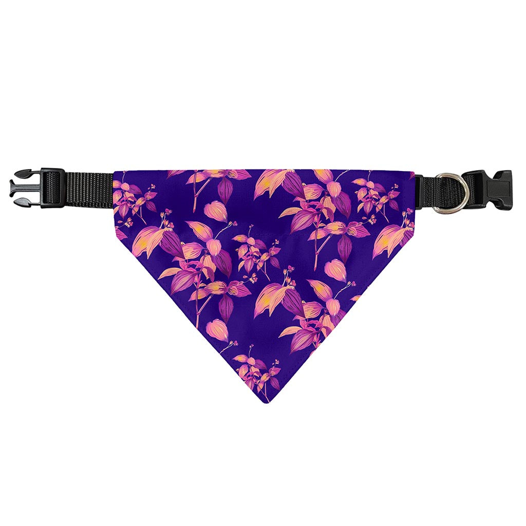Purple Tropical Hawaiian Pattern Print Over The Collar Dog Bandana