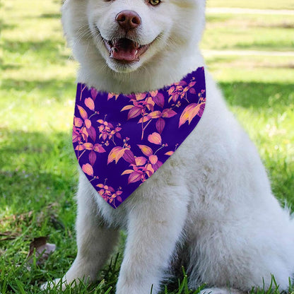 Purple Tropical Hawaiian Pattern Print Over The Collar Dog Bandana