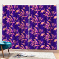 Purple Tropical Hawaiian Pattern Print Pencil Pleat Curtains