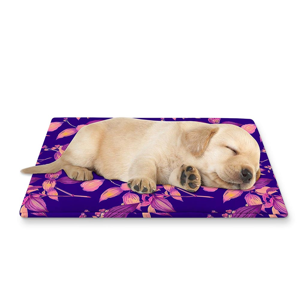 Purple Tropical Hawaiian Pattern Print Pet Cooling Mat Cover
