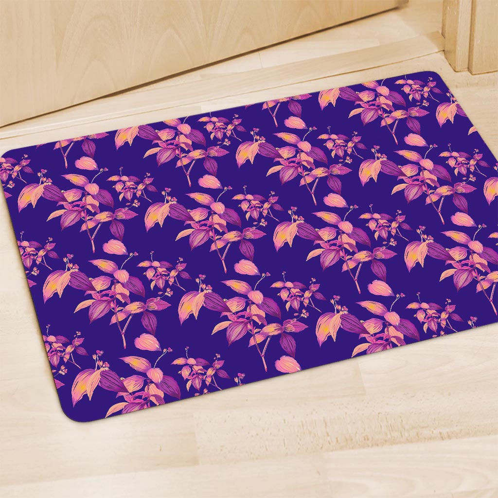 Purple Tropical Hawaiian Pattern Print Polyester Doormat