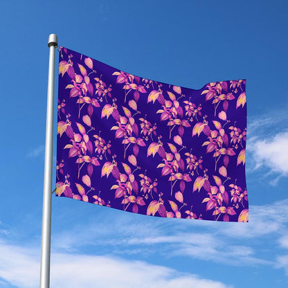 Purple Tropical Hawaiian Pattern Print Polyester Flag