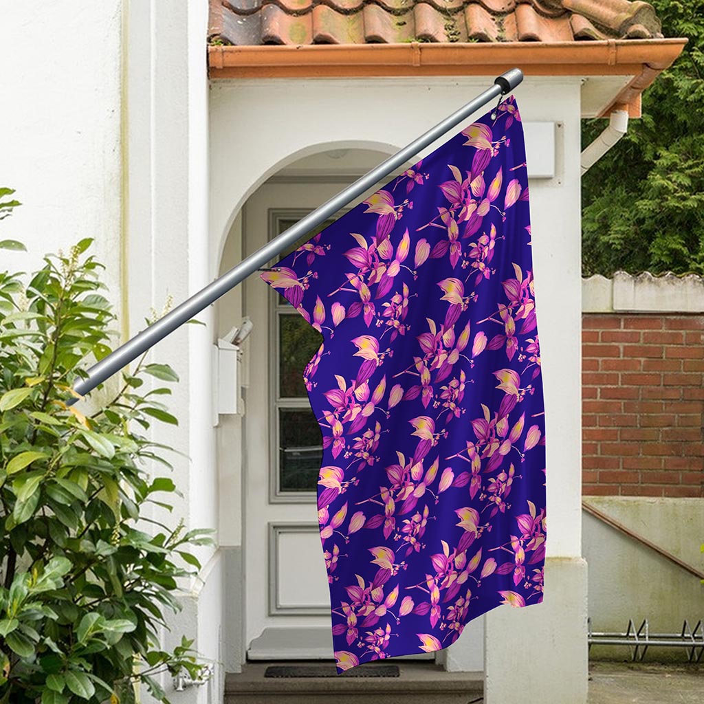 Purple Tropical Hawaiian Pattern Print Polyester Flag