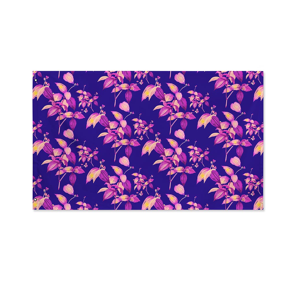 Purple Tropical Hawaiian Pattern Print Polyester Flag