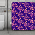 Purple Tropical Hawaiian Pattern Print Polyester Shower Curtain