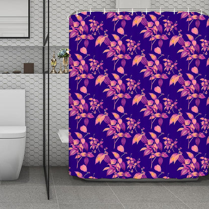 Purple Tropical Hawaiian Pattern Print Polyester Shower Curtain
