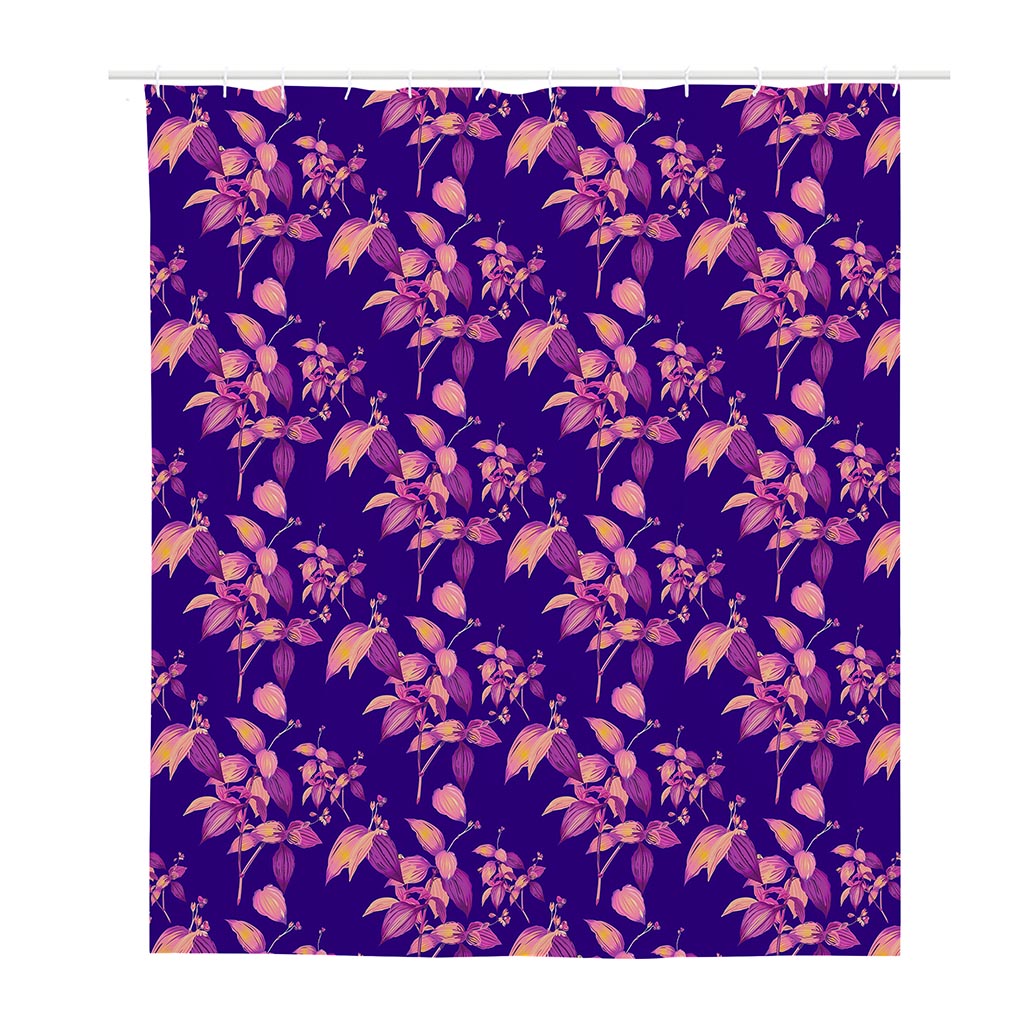 Purple Tropical Hawaiian Pattern Print Polyester Shower Curtain