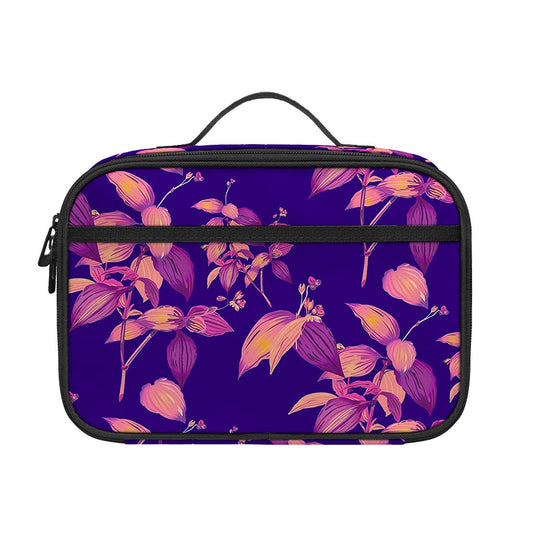 Purple Tropical Hawaiian Pattern Print Portable Lunch Bag