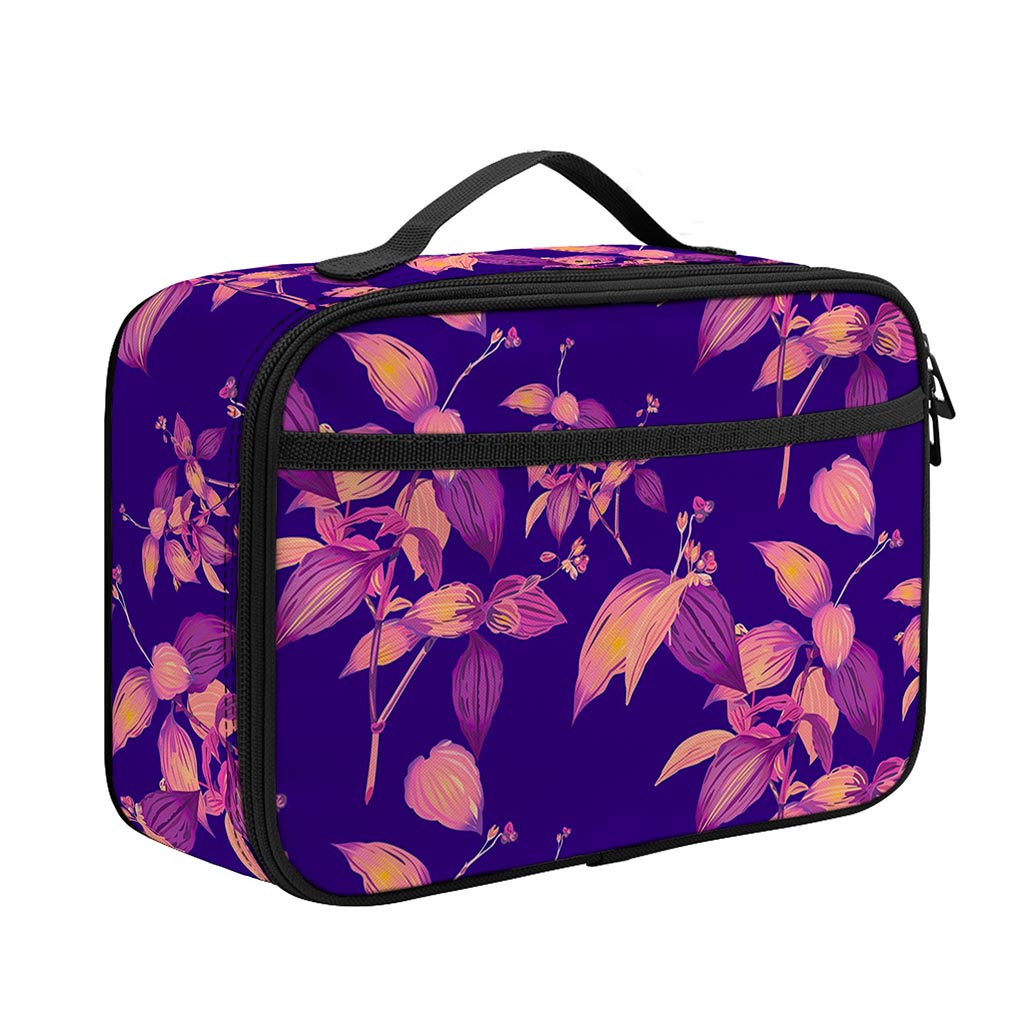 Purple Tropical Hawaiian Pattern Print Portable Lunch Bag