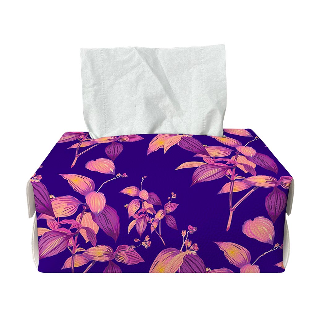 Purple Tropical Hawaiian Pattern Print Rectangle Tissue Box Cover