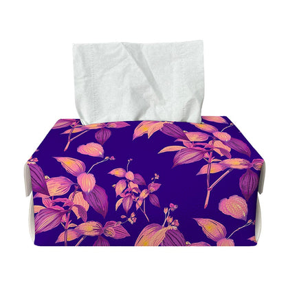 Purple Tropical Hawaiian Pattern Print Rectangle Tissue Box Cover