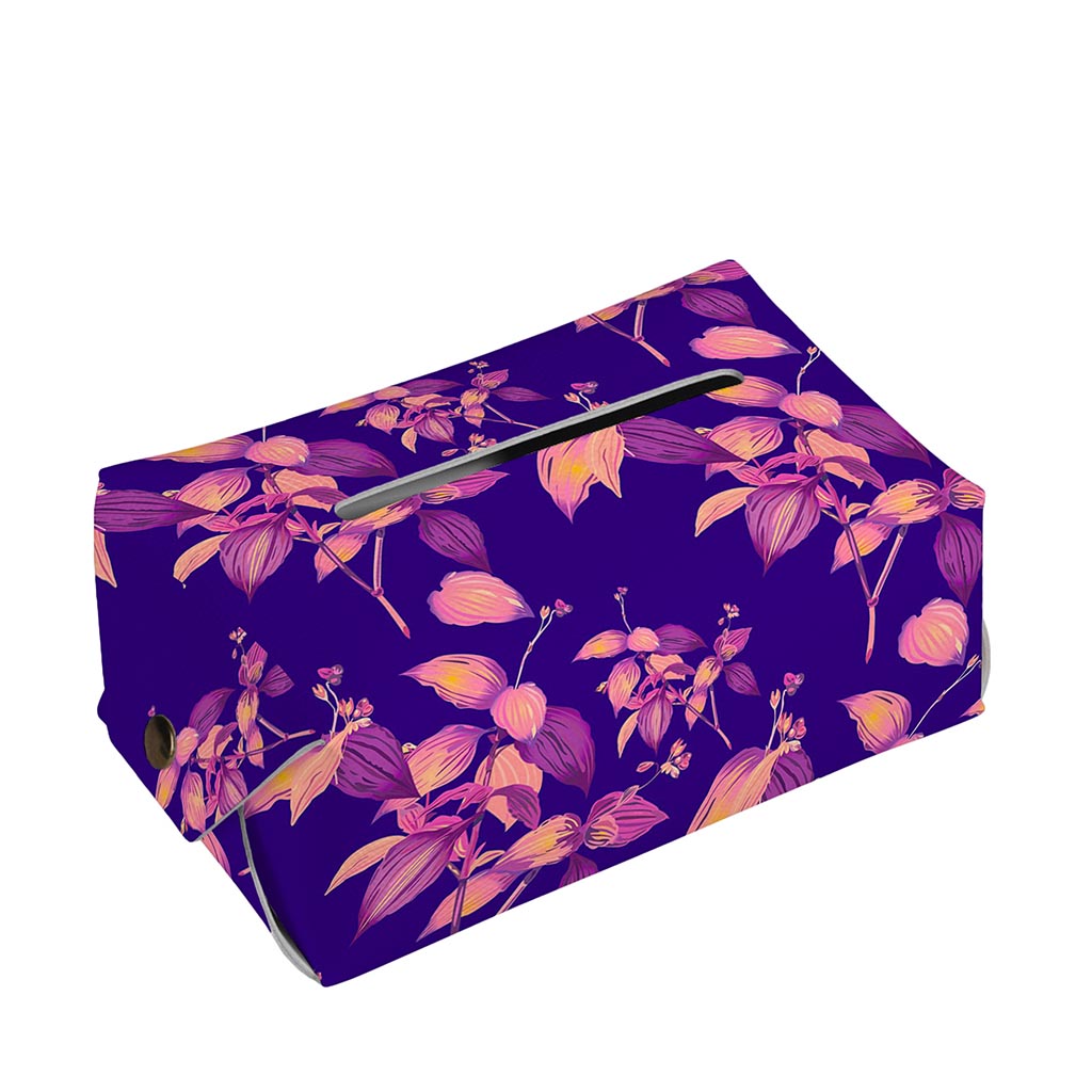 Purple Tropical Hawaiian Pattern Print Rectangle Tissue Box Cover