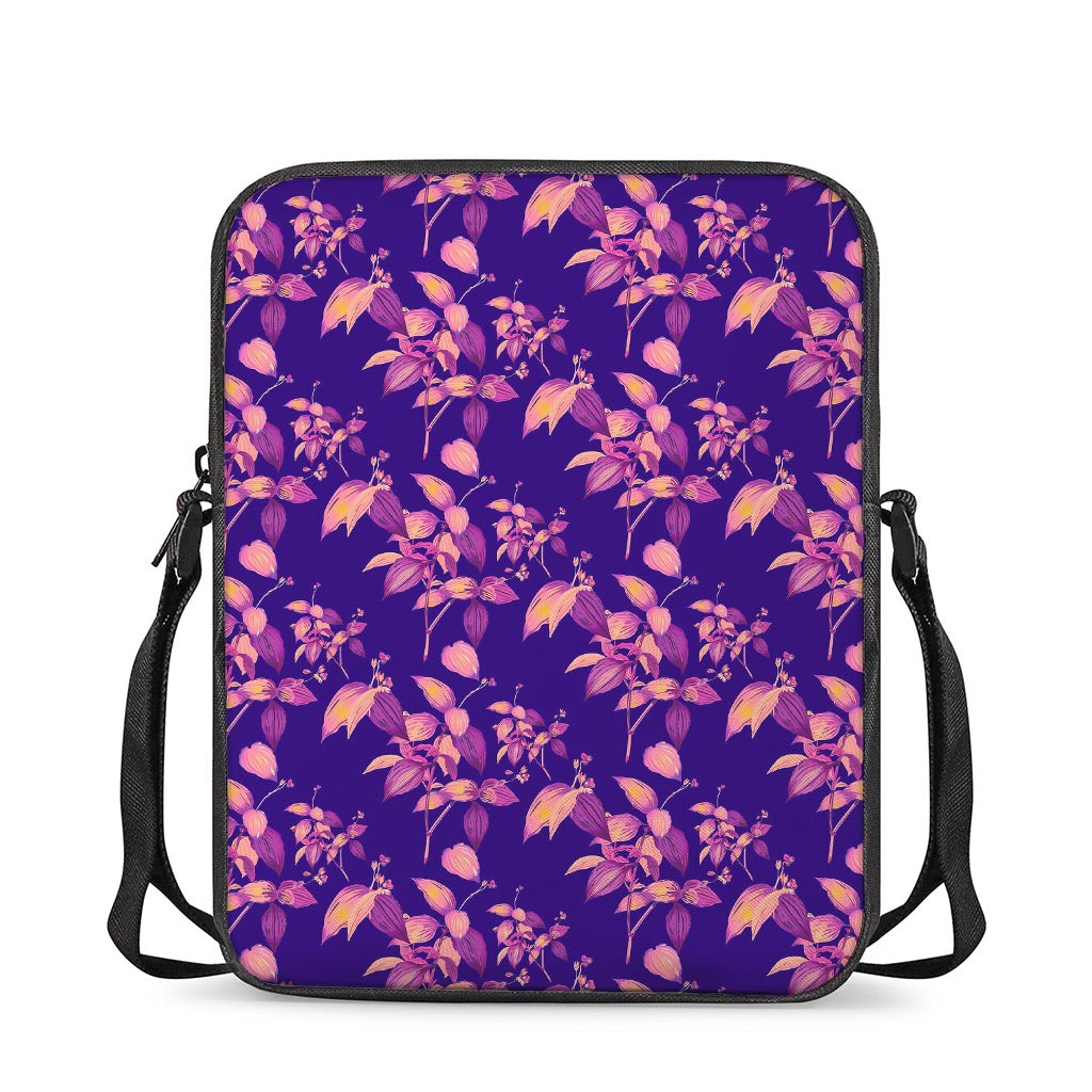 Purple Tropical Hawaiian Pattern Print Rectangular Crossbody Bag