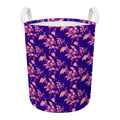 Purple Tropical Hawaiian Pattern Print Round Laundry Basket