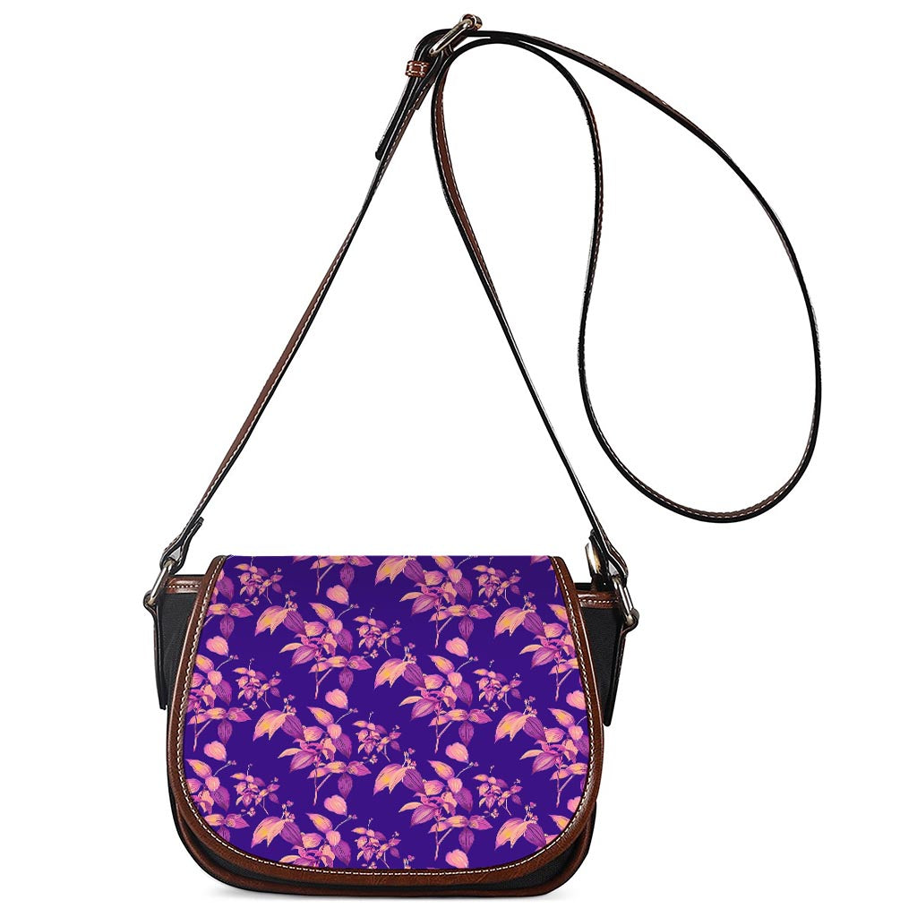 Purple Tropical Hawaiian Pattern Print Saddle Bag