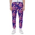 Purple Tropical Hawaiian Pattern Print Joggers